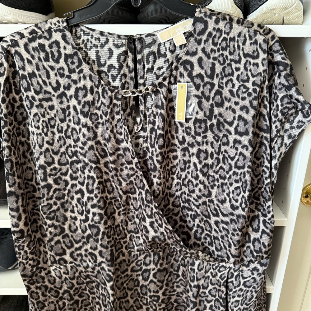 Michael Kors Animal Print blouse with Chain Detail